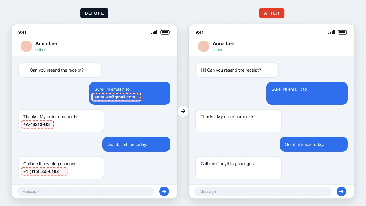 Edit text in screenshot use case: Clean up before sharing